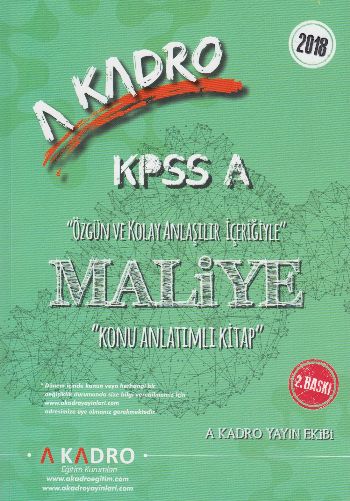 A Kadro KPSS A Maliye Konu Anlatımlı 2018
