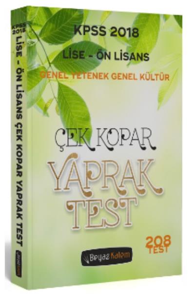 Beyaz Kalem KPSS Lise Önlisans Genel Yetenek Genel Kültür Çek Kopar Yaprak Test 2018